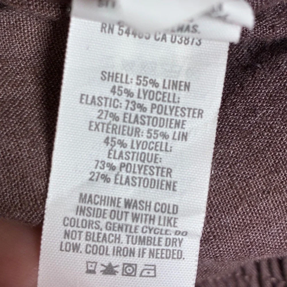 Aerie Linen Blend Ruffle Hem Shorts Large Brown High Rise Coastal Cottagecore